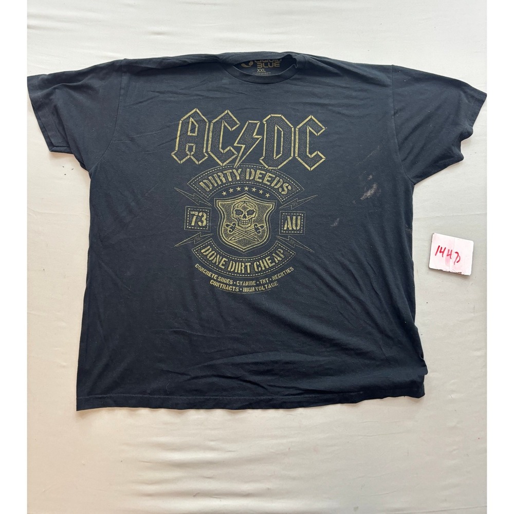 AC/DC Liquid Blue Dirty Deeds Done Dirt Cheap Shirt XXL Black Gold Graphic Tee